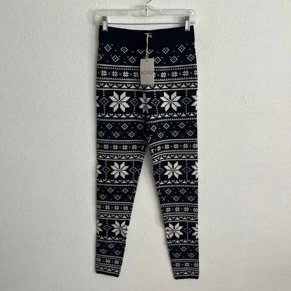 Show Me Your MuMu Cozy Thick Leggings in Fair Isle Knit NWT - Picture 2 of 5